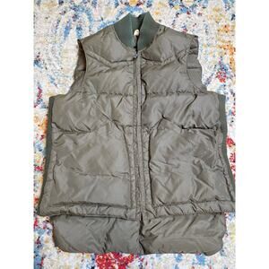 Vintage 70's Comfy Brand Goose Down Puffer Vest Olive Green Size Small Nylon